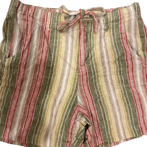 Linen Shorts multicolored striped with pockets - Picture 3 of 5